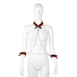 KinkHarness Kit Collier Menottes Romance Noir Rouge